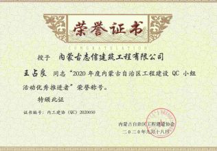 2020年度內(nèi)蒙古自治區(qū)工程建設(shè)QC小組活動優(yōu)秀推進(jìn)者