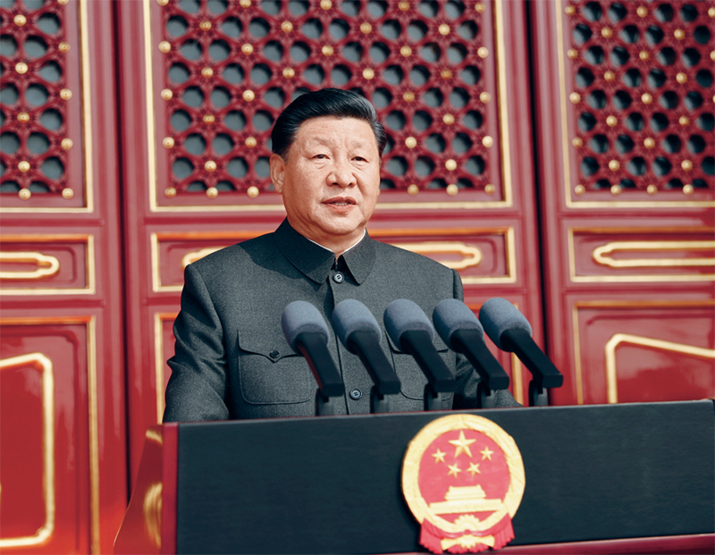2019年10月1日，慶祝中華人民共和國成立70周年大會(huì)在北京天安門廣場隆重舉行。中共中央總書記、國家主席、中央軍委主席習(xí)近平發(fā)表重要講話。 新華社記者 鞠鵬/攝